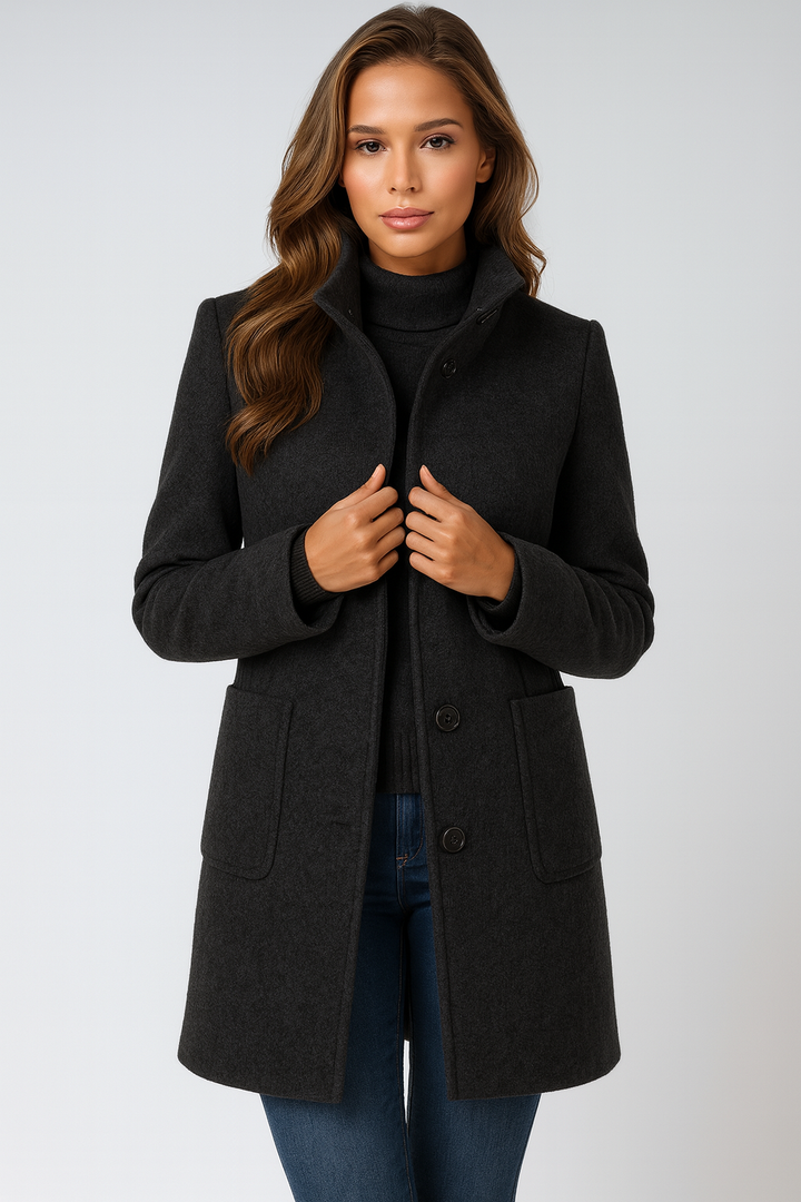 Sylvia™ | High Collar Jacket in Wool Blend