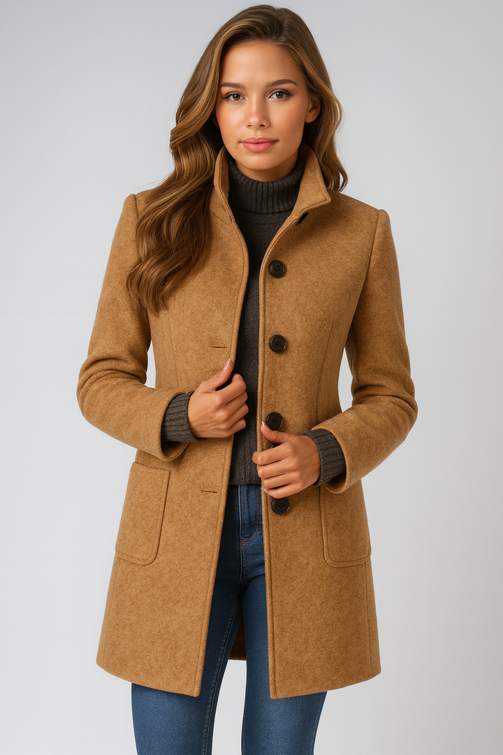 Sylvia™ | High Collar Jacket in Wool Blend