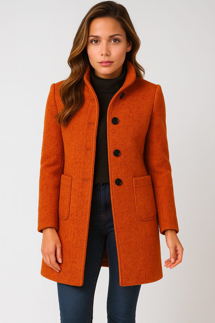 Sylvia™ | High Collar Jacket in Wool Blend
