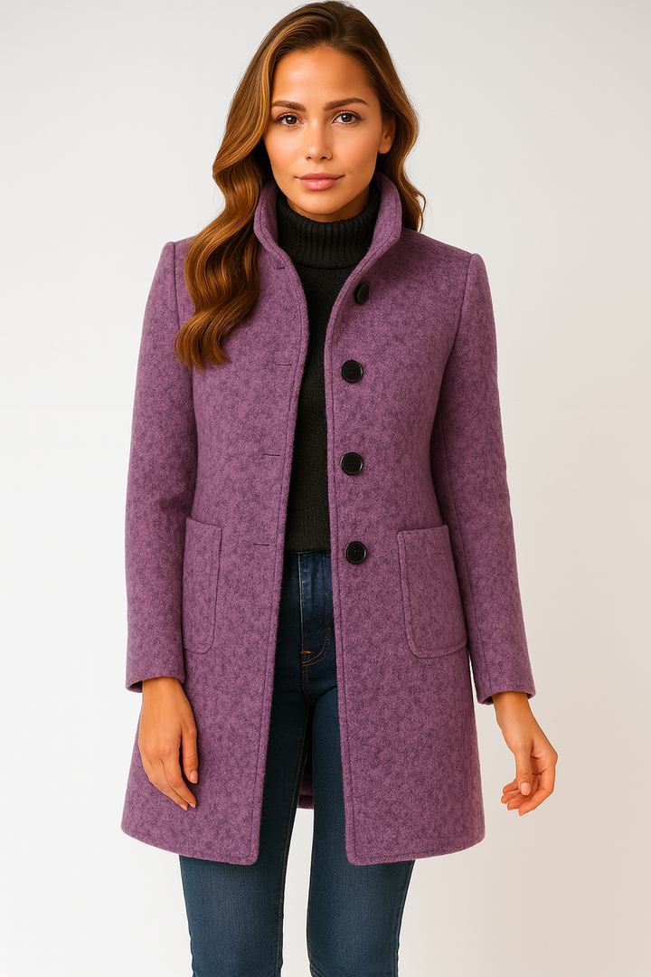 Sylvia™ | High Collar Jacket in Wool Blend